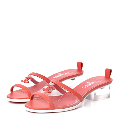 Chanel Lambskin PVC Mule 40 Transparent Red 3 of 8