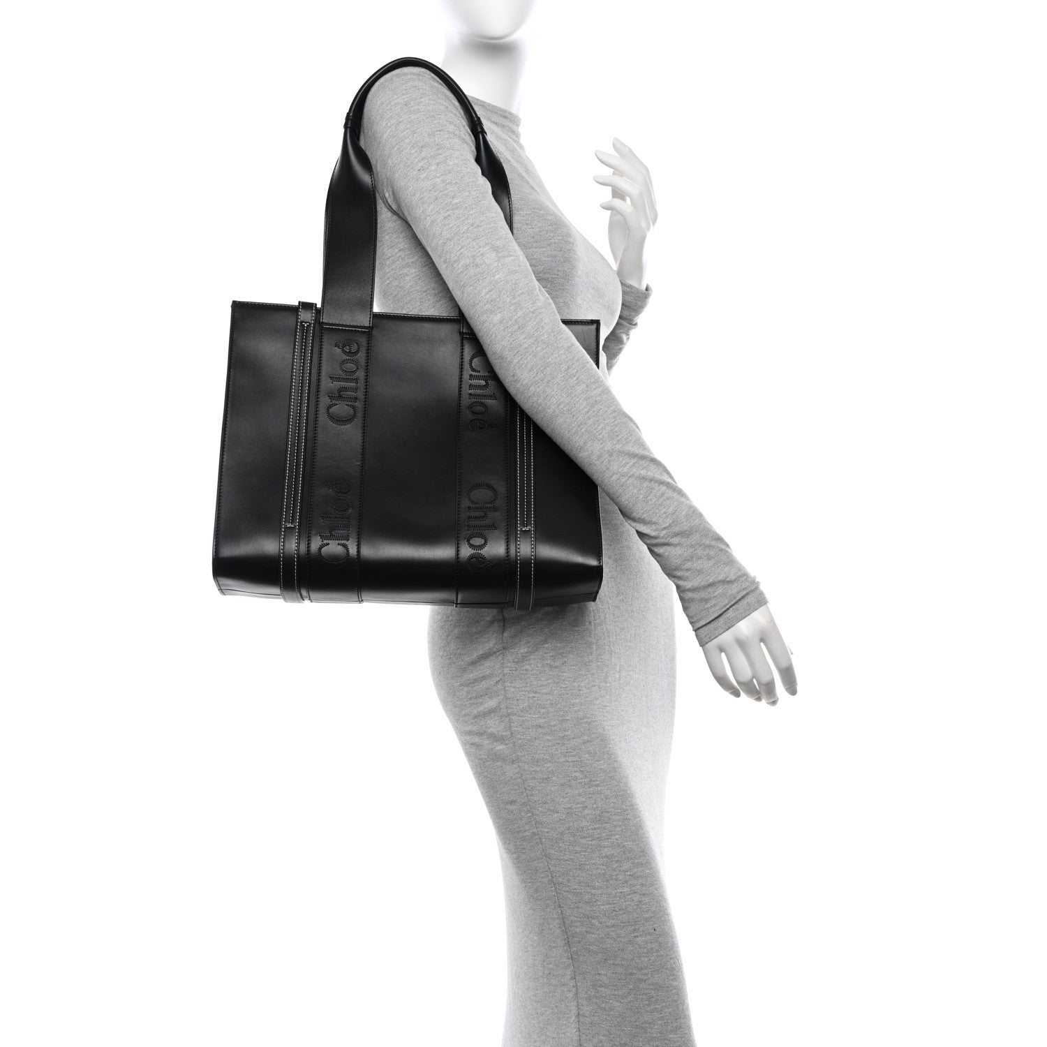 Chloe Calfskin Medium Woody Tote Black 2 of 12