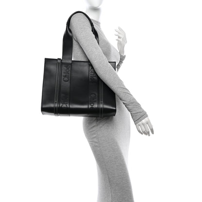 Chloe Calfskin Medium Woody Tote Black 2 of 12