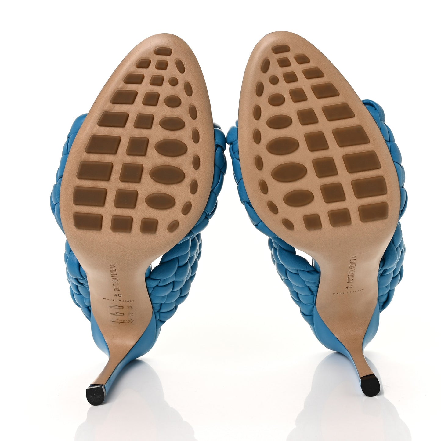 Nappa Twisted Padded Intrecciato Curve Slide Sandals 40 Bleuette