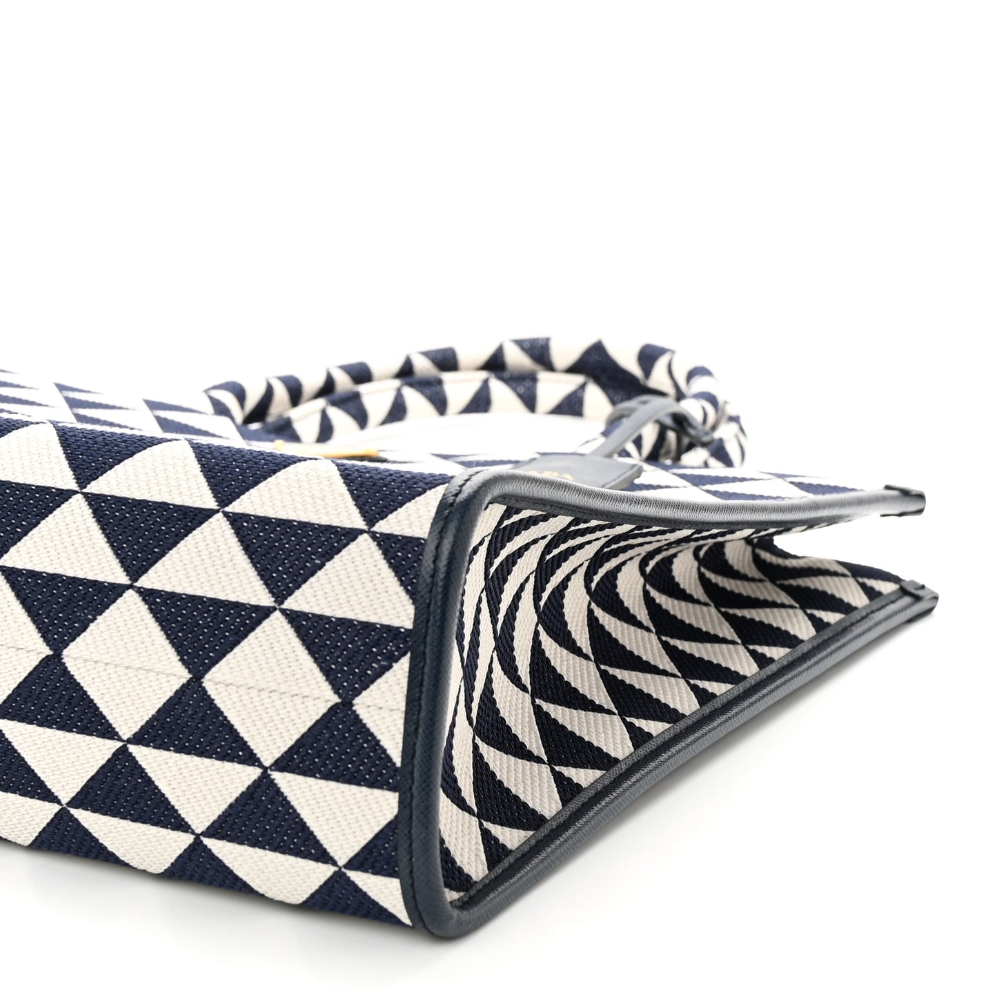 Jacquard Saffiano Triangolo Symbole Embroidered Large Tote Baltico Talco