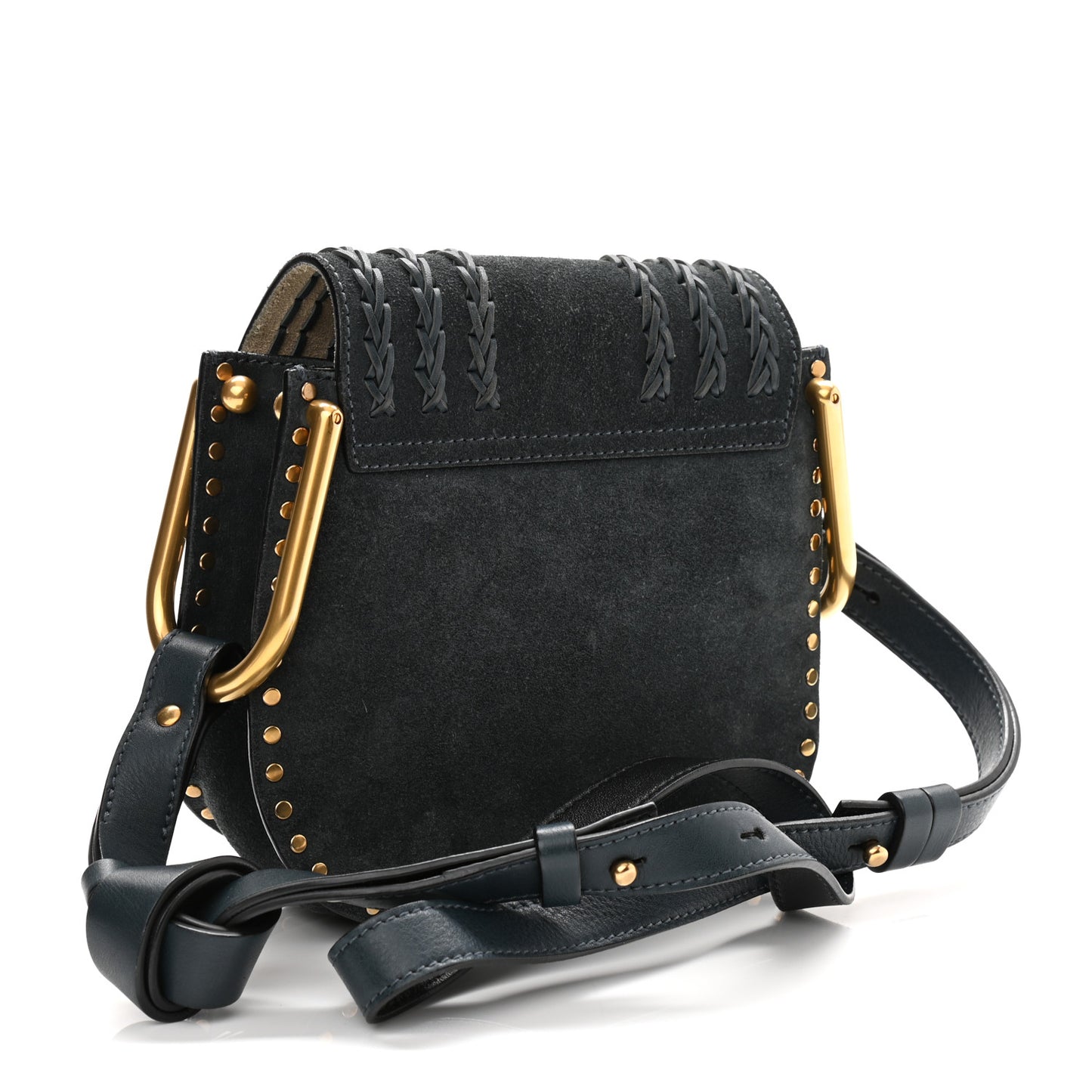 Suede Calfskin Braided Mini Hudson Shoulder Bag Full Blue