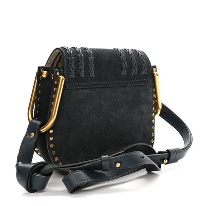 Chloe Suede Calfskin Braided Mini Hudson Shoulder Bag Full Blue 3 of 10