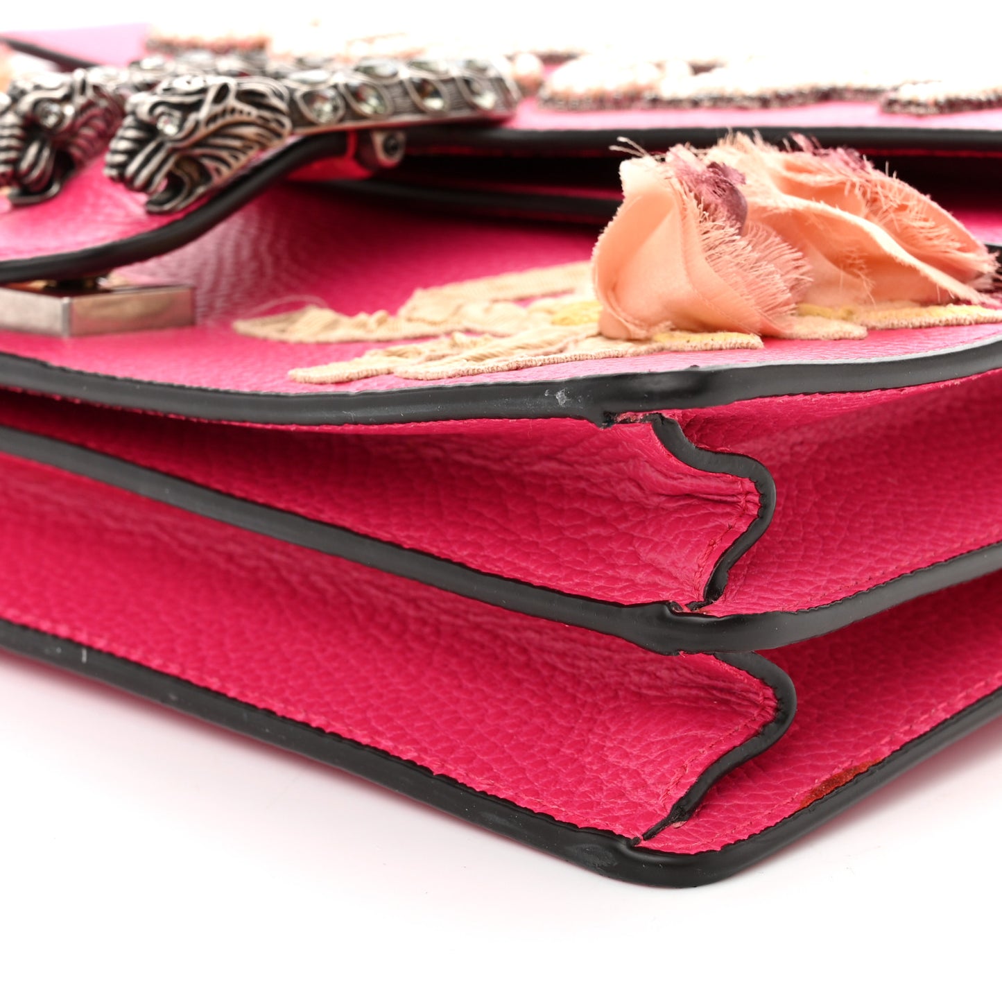 Pebbled Calfskin Embellished Guccify Small Dionysus Shoulder Bag Rosa