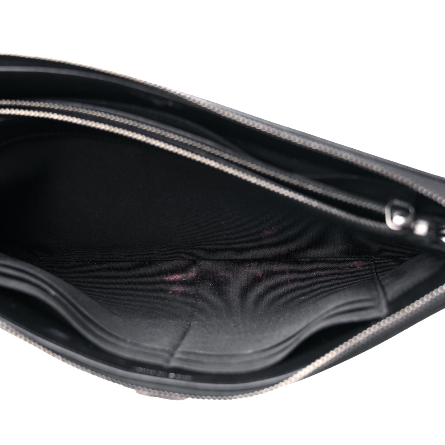 Caviar Chevron Quilted Small Zipped Boy Pouch Black