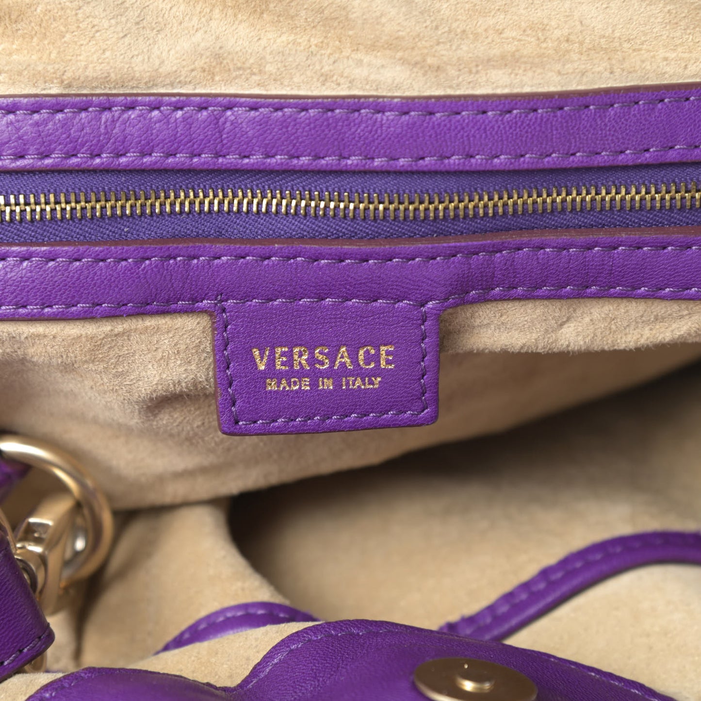 Calfskin Coated Canvas Printed Tote Purple