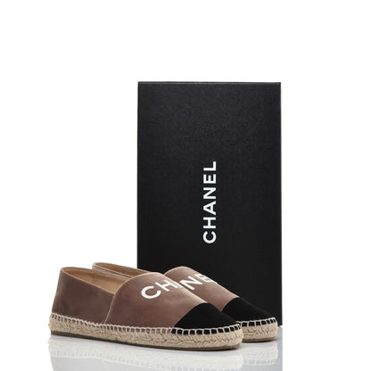 Chanel Velvet Logo Espadrilles 38 Beige Black 9 of 9