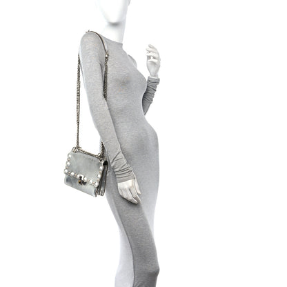 Fendi Vitello Catalan Mirror Scalloped Multi Studded Small Kan I Shoulder Bag Argento 2 of 18