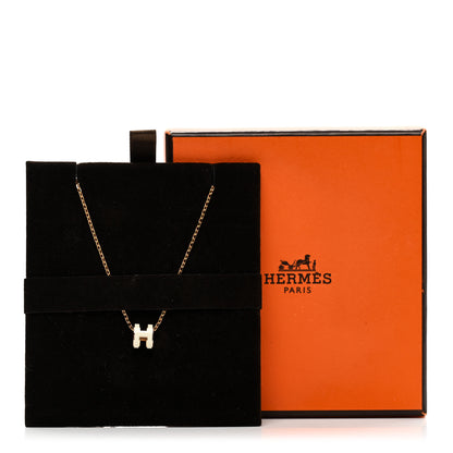 Hermes Lacquered Gold Mini Pop H Pendant Necklace White 7 of 7