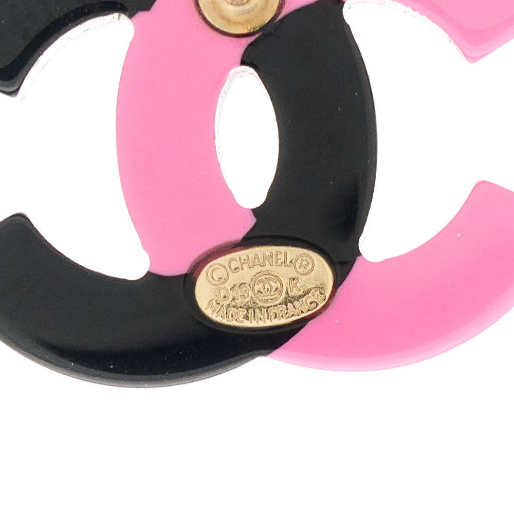 Resin Pearl CC Earrings Black Pink