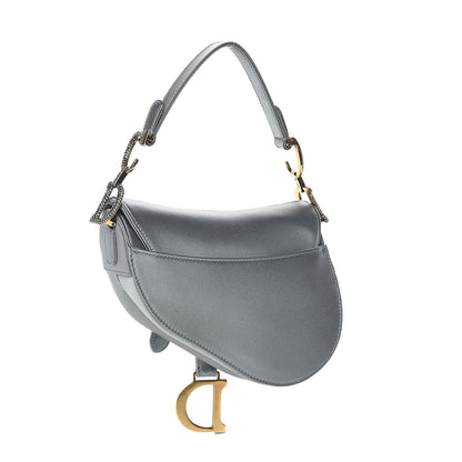 Christian Dior Satin Crystal Mini Saddle Bag Blue Gray 3 of 8