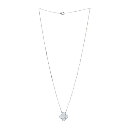Van Cleef & Arpels 18K White Gold Chalcedony Vintage Alhambra Pendant Necklace 3 of 7