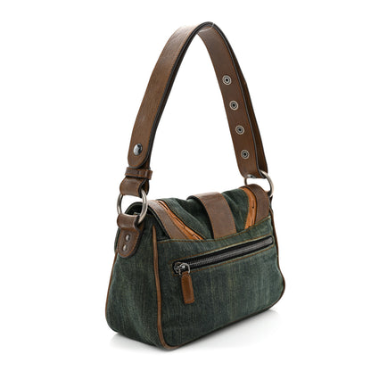 Christian Dior Denim Calfskin Mini Gaucho Crossbody Bag Blue 3 of 12