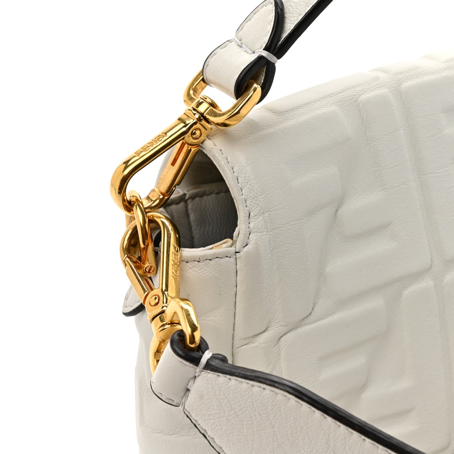 Nappa FF 1974 Embossed Baguette White