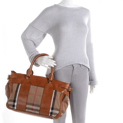 Burberry Vintage Washed Leather House Check Medium Chadwick Tote Saddle Brown 4 of 10
