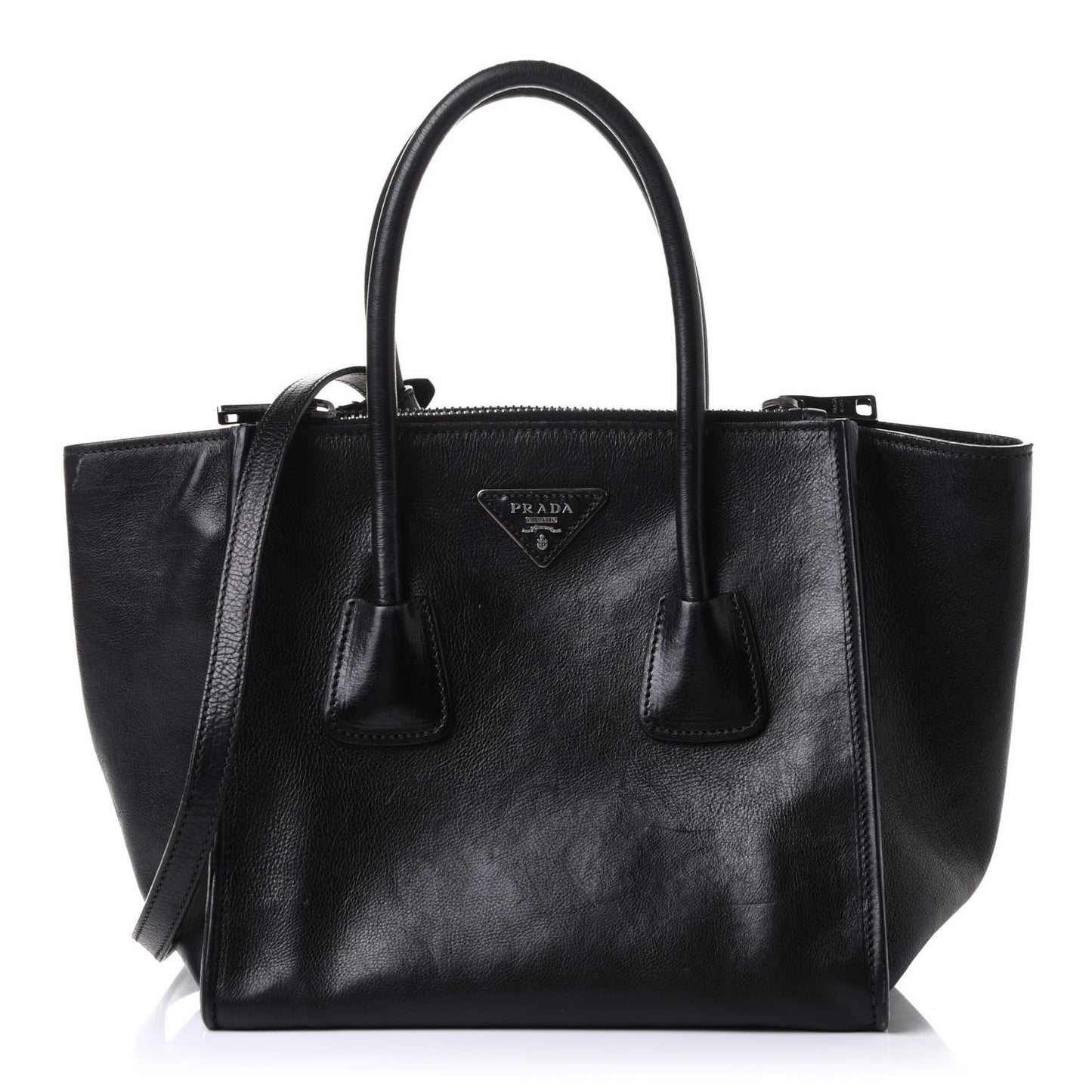Glace Calf Twin Pocket Tote Black