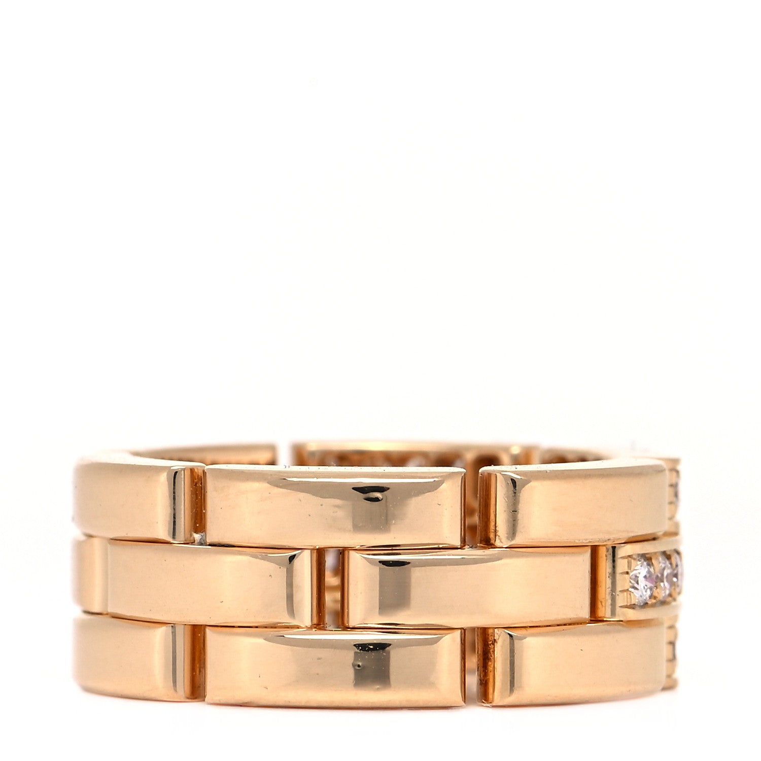 Cartier 18K Yellow Gold Diamond Maillon Panthere 3 Half Rows Paved Ring 51 5.75 5 of 8