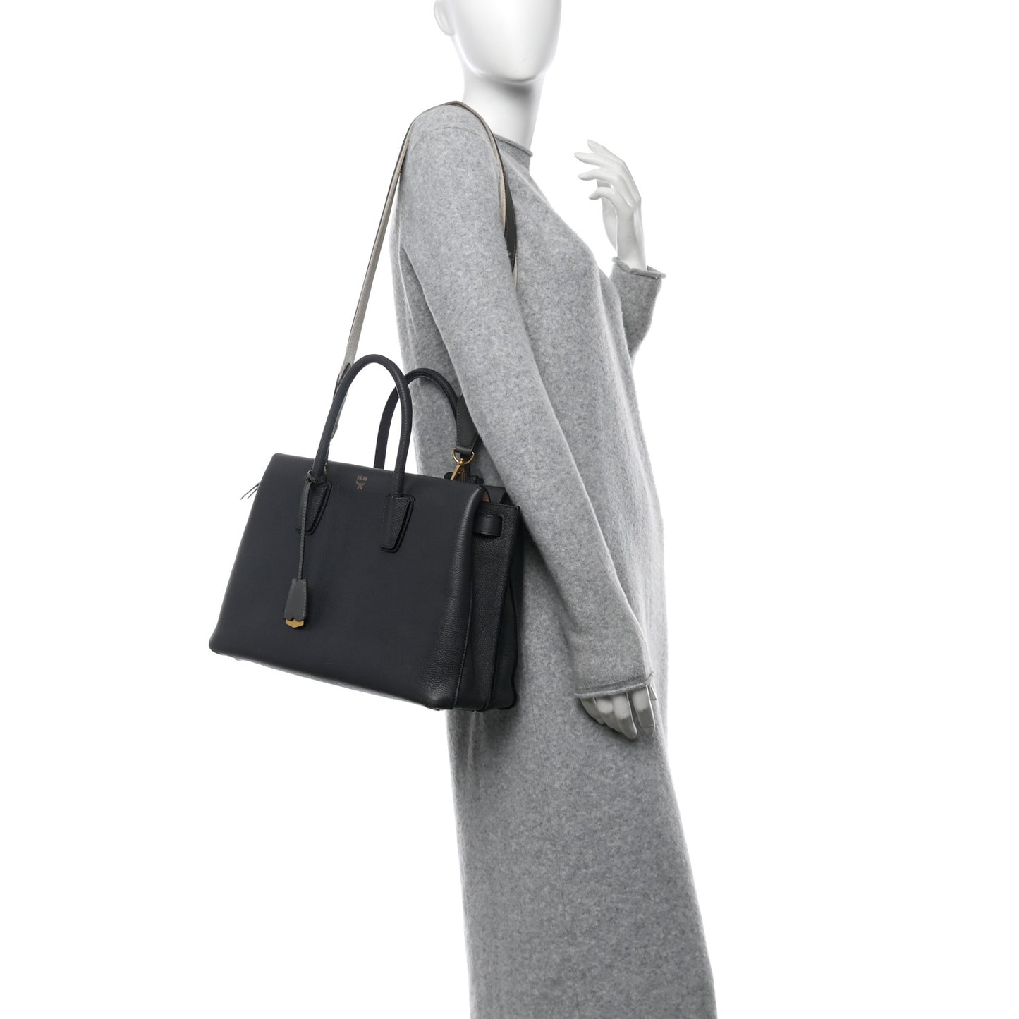 Grained Calfskin Large Milla Tote Phantom Grey