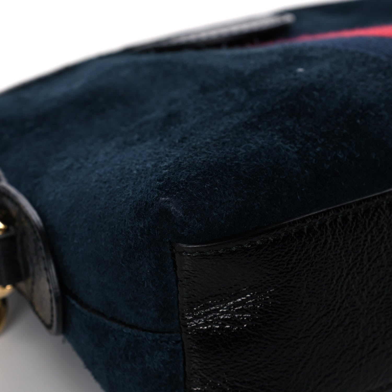 Gucci Suede Patent Dragon Embroidered Small Ophidia Dome Shoulder Bag Blue Multicolor Black 13 of 16