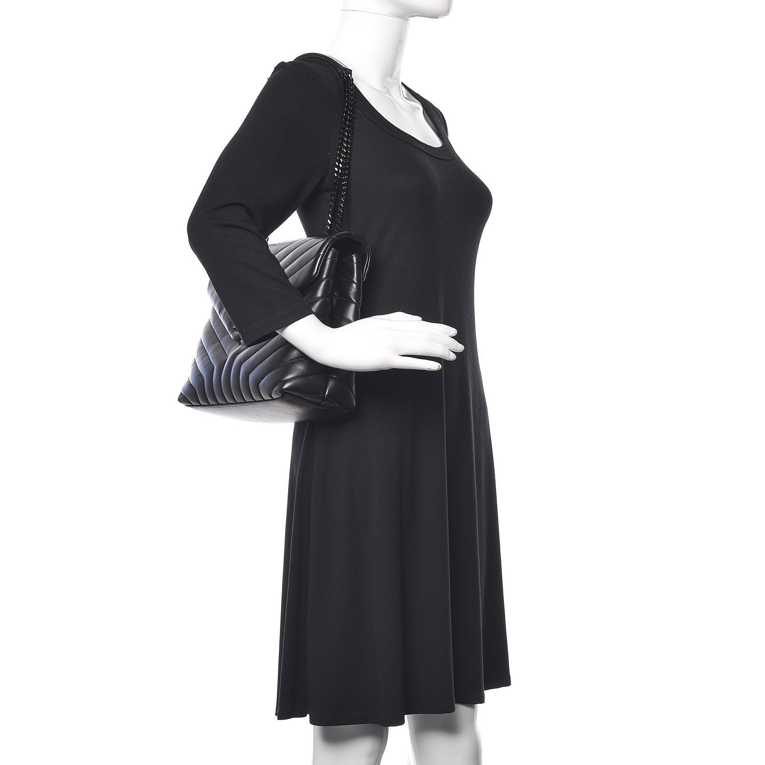 Saint Laurent Calfskin Y Quilted Monogram Medium Loulou Chain Satchel Black 2 of 15