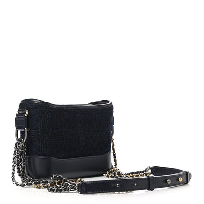 Chanel Tweed Calfskin Small Gabrielle Hobo Navy Blue 2 of 8