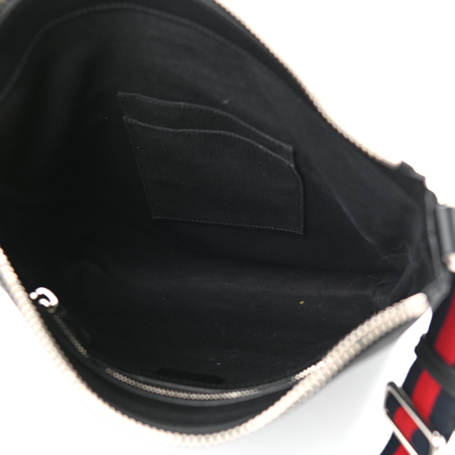 Gucci GG Supreme Monogram Appia Calfskin Web Flat Messenger Bag Black Grey 5 of 13