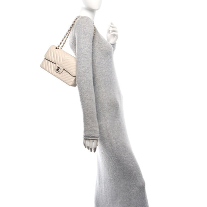 Chanel Caviar Chevron Quilted Small Double Flap Beige 2 of 11