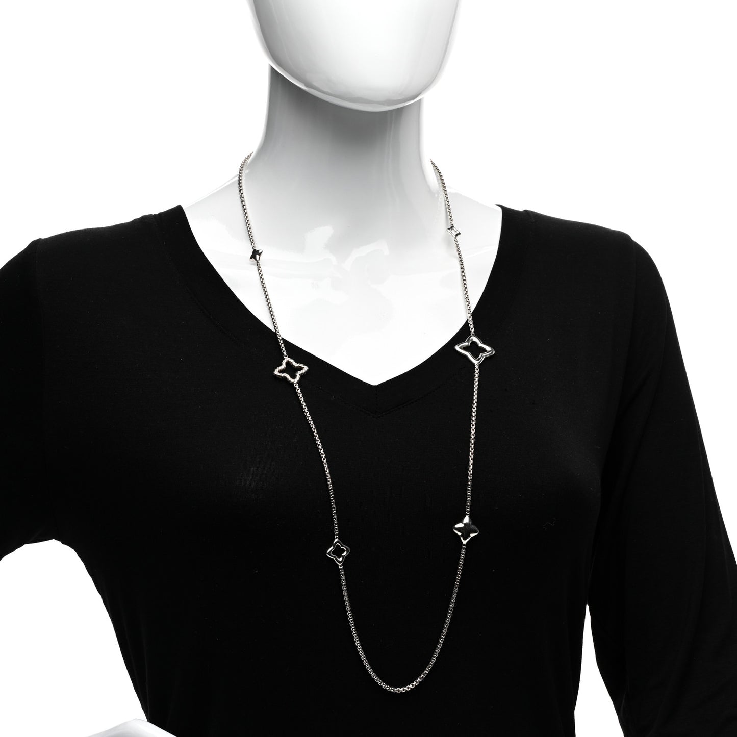 Sterling Silver 25mm Quatrefoil Chain Necklace