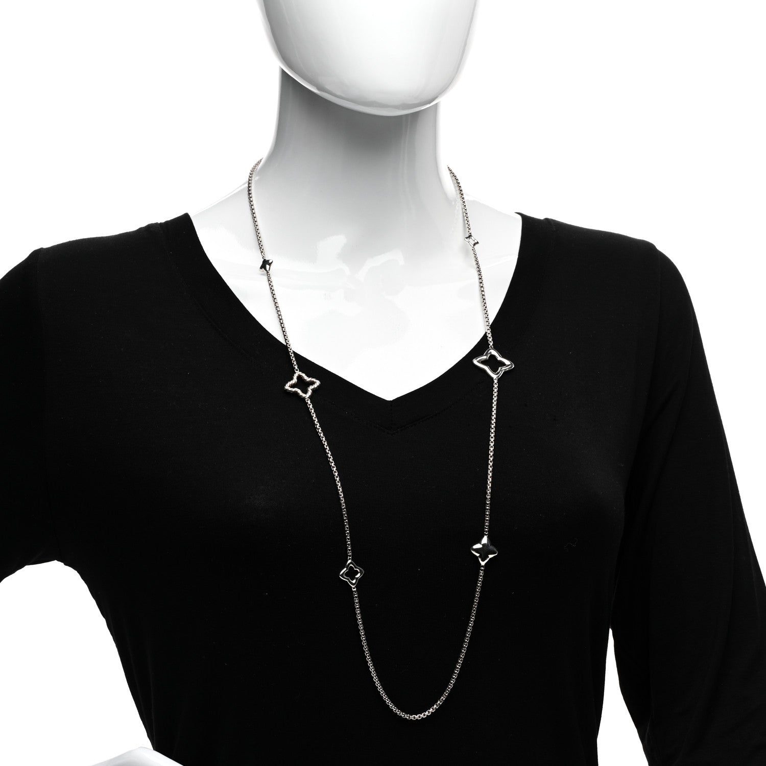 David Yurman Sterling Silver 25mm Quatrefoil Chain Necklace 2 of 4