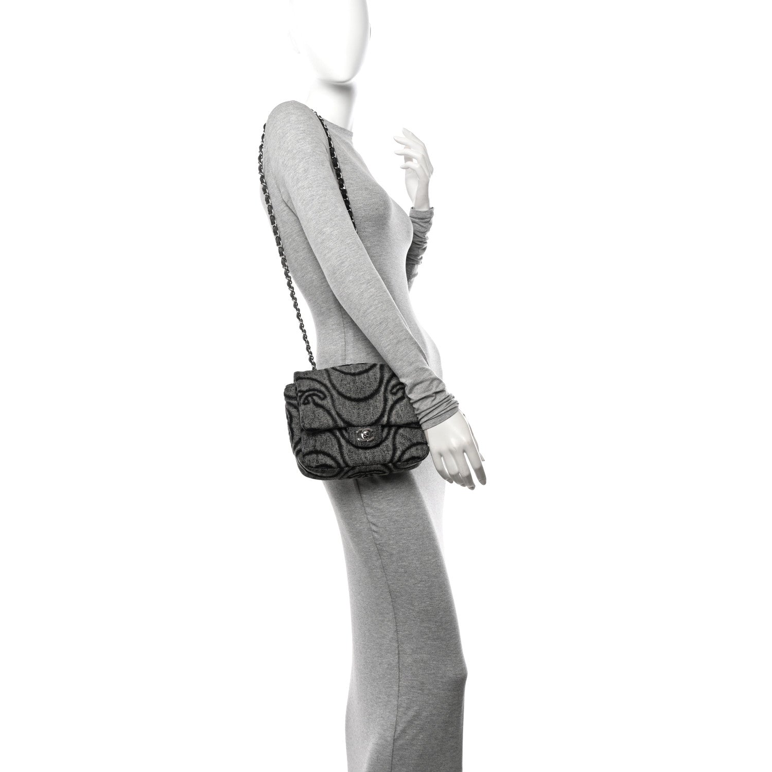 Chanel Denim Stitched Mini Square Flap Black 3 of 10