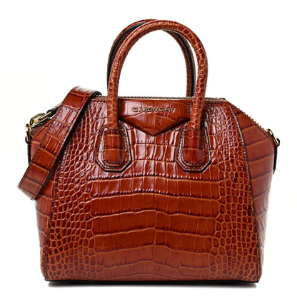 Givenchy Calfskin Crocodile Embossed Mini Antigona Cognac 1 of 10
