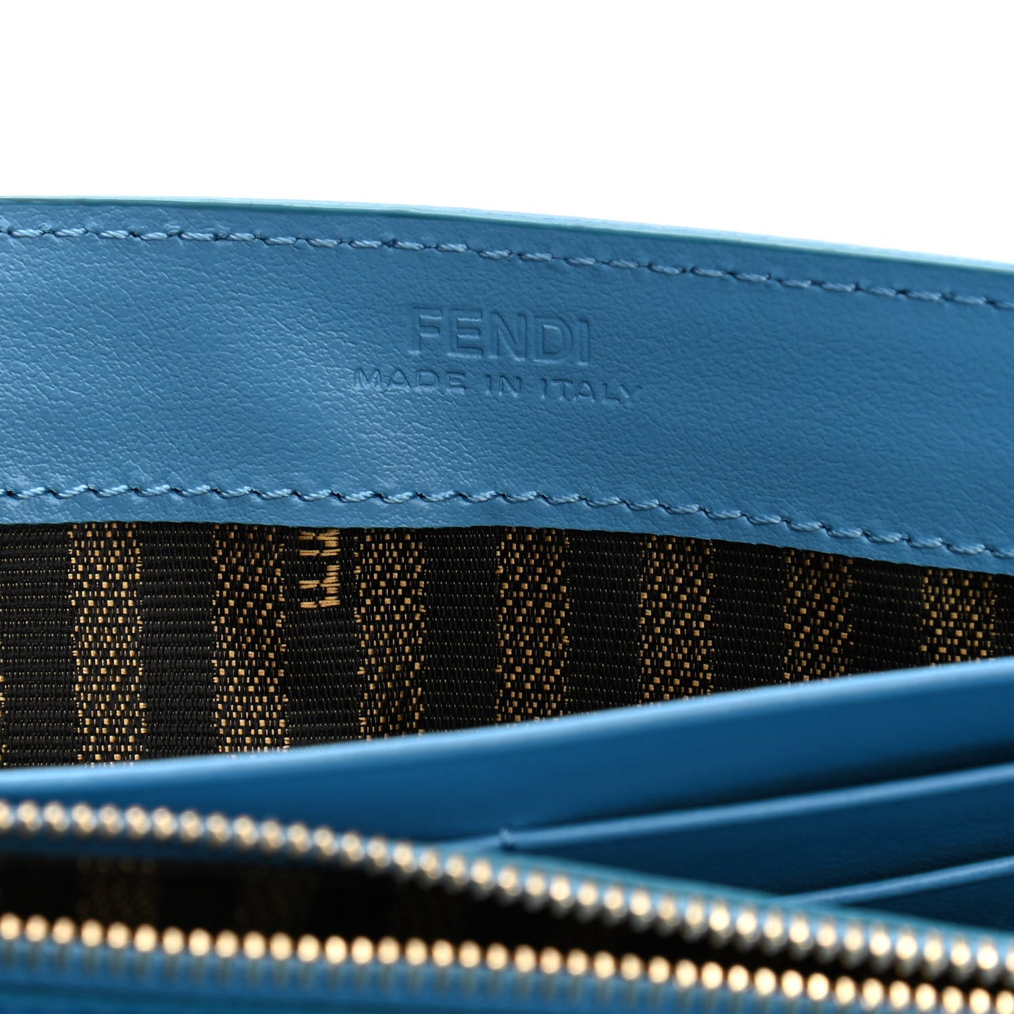 X SARAH COLEMAN Vitello Liberty Ceylon Micro FF Fish Eye Embossed Continental Envelope Wallet On Chain Multicolor Cyber Blue