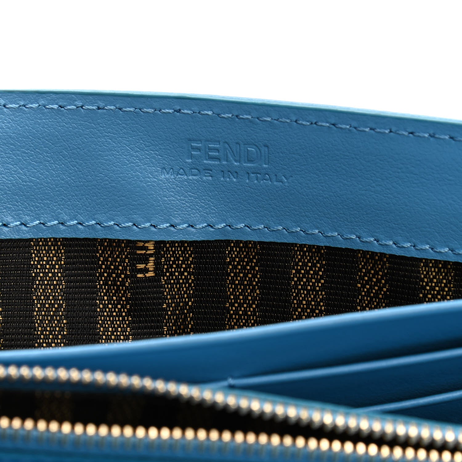 Fendi X SARAH COLEMAN Vitello Liberty Ceylon Micro FF Fish Eye Embossed Continental Envelope Wallet On Chain Multicolor Cyber Blue 6 of 11