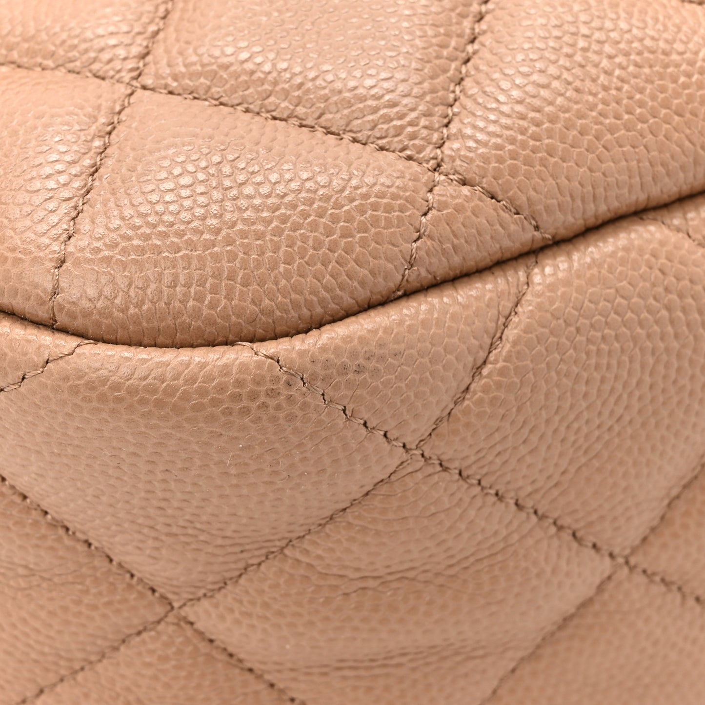 Caviar Quilted Small Single Flap Beige