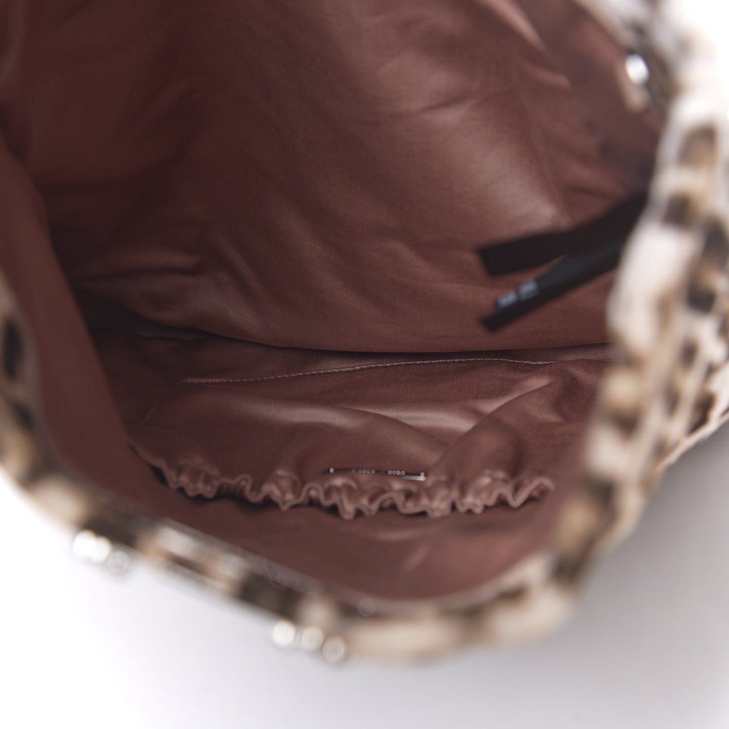 Pony Hair Leopard Crystal Flap Clutch Brown