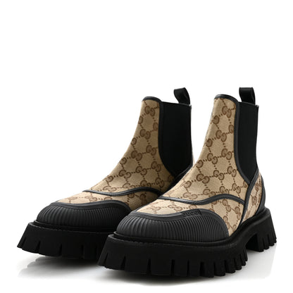 Gucci GG Supreme Monogram Ankle Booties 39.5 Mystic White Beige Ebony Black 4 of 11