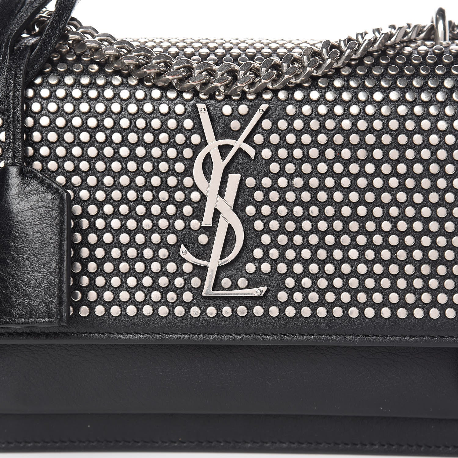 Saint Laurent Calfskin Studded Small Monogram Sunset Black 10 of 12