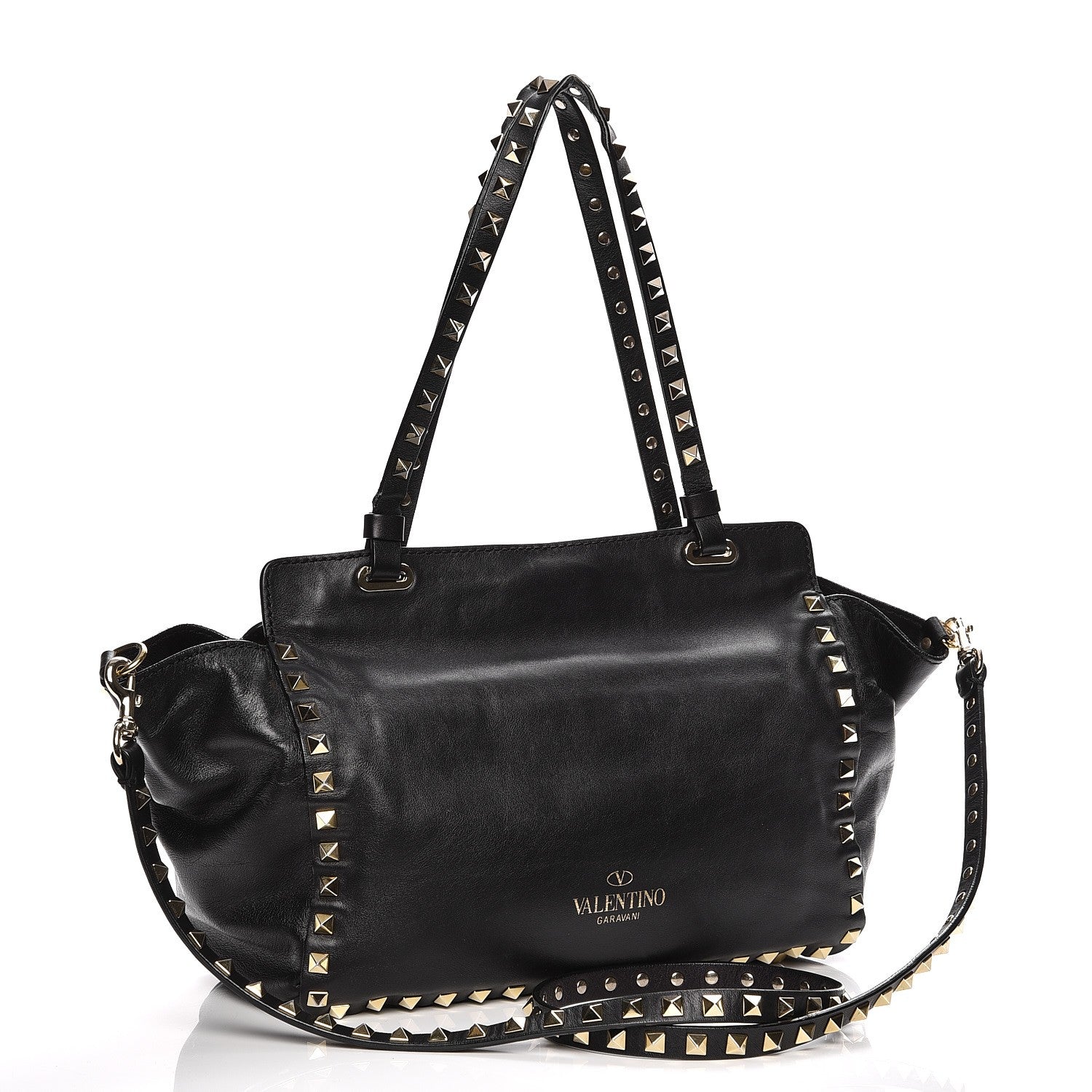 Valentino Garavani Vitello Small Rockstud Tote Black 4 of 12