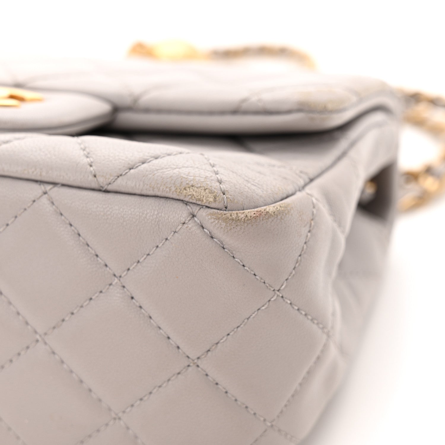 Chanel Lambskin Quilted Mini Pearl Crush Flap Light Grey 1705911