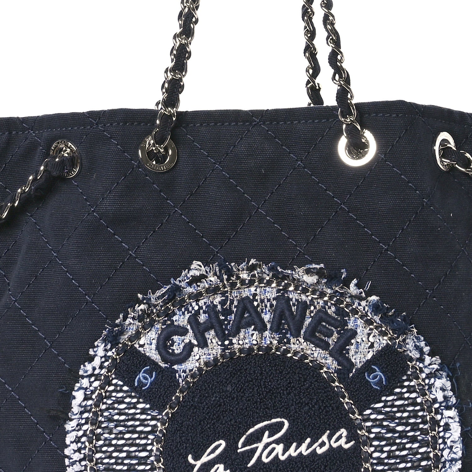 Chanel Canvas Quilted La Pausa Large Shopping Tote Navy 8 of 10