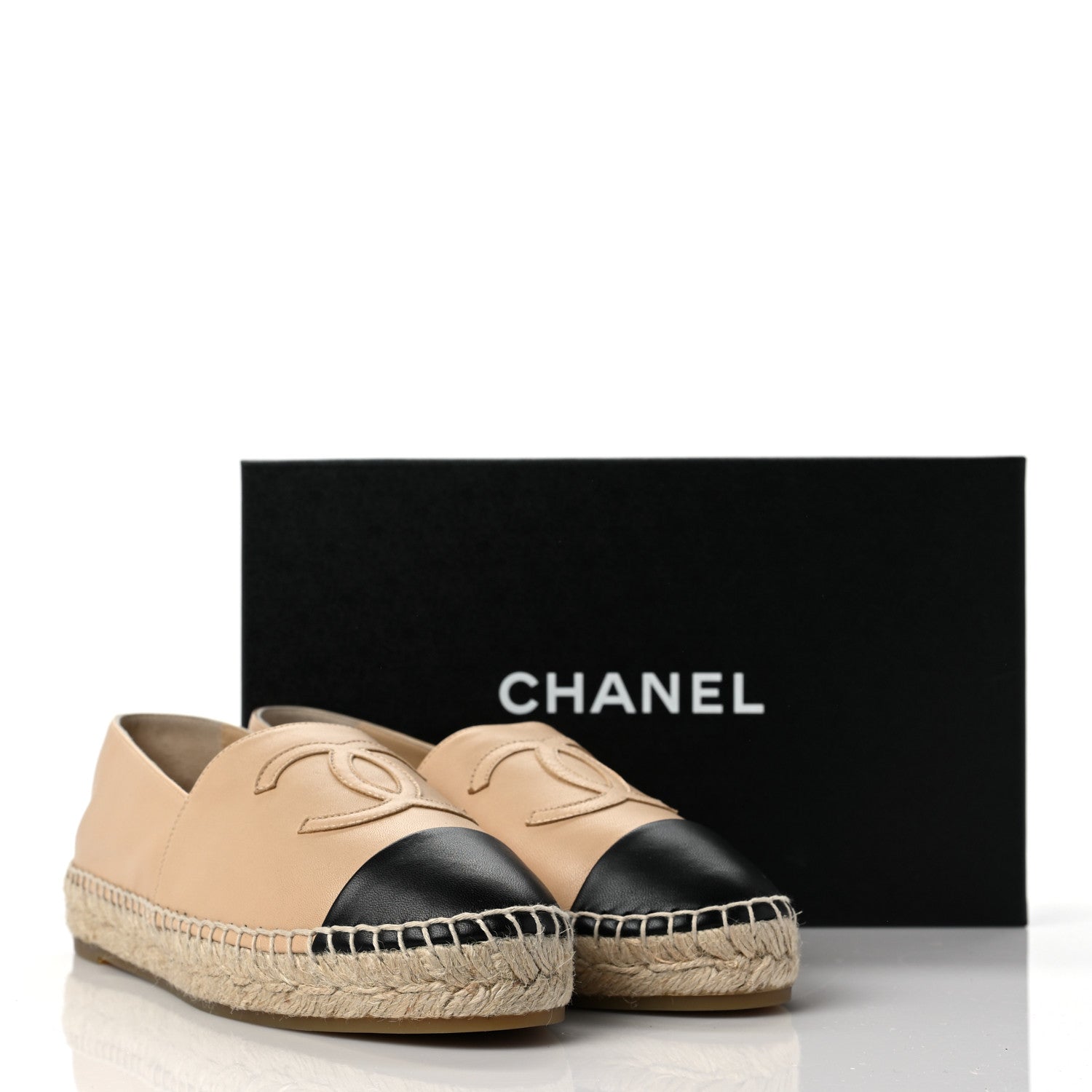 Chanel Lambskin CC Espadrilles 40 Beige Black 9 of 9