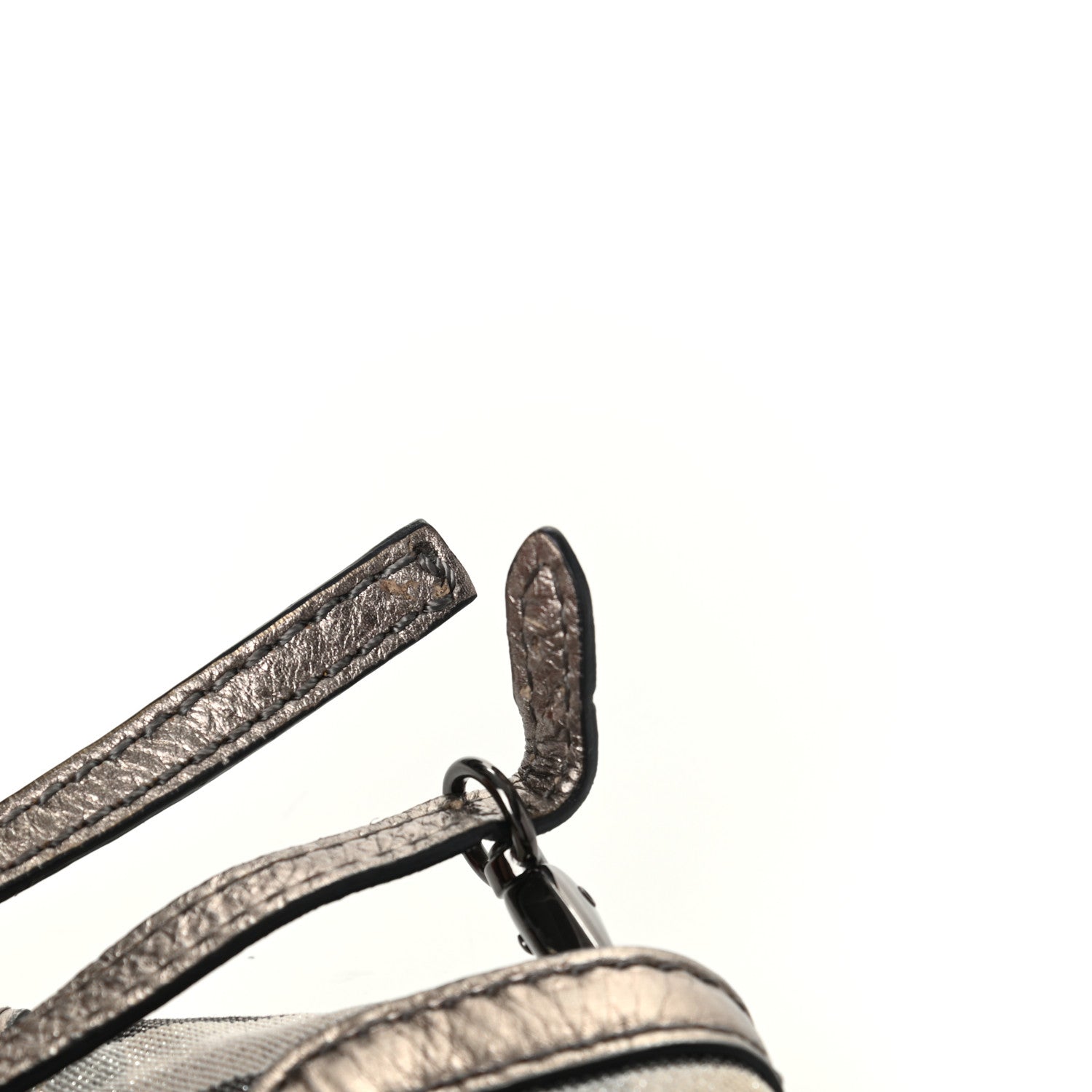 Burberry Metallic Calfskin Smoked Check Wristlet Pouch Pewter 9 of 9