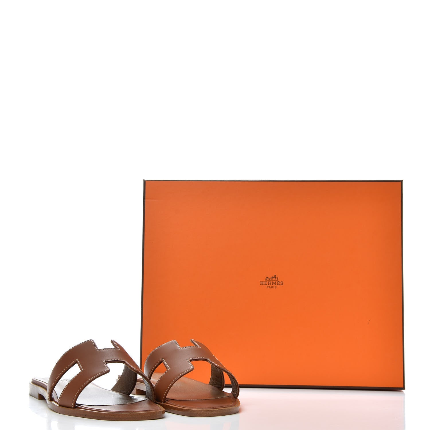 Hermes Box Calfskin Oran Sandals 35 Gold 11 of 11