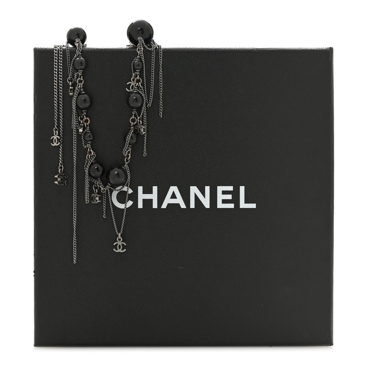 Ruthenium Pearl Beaded CC Choker Necklace Black