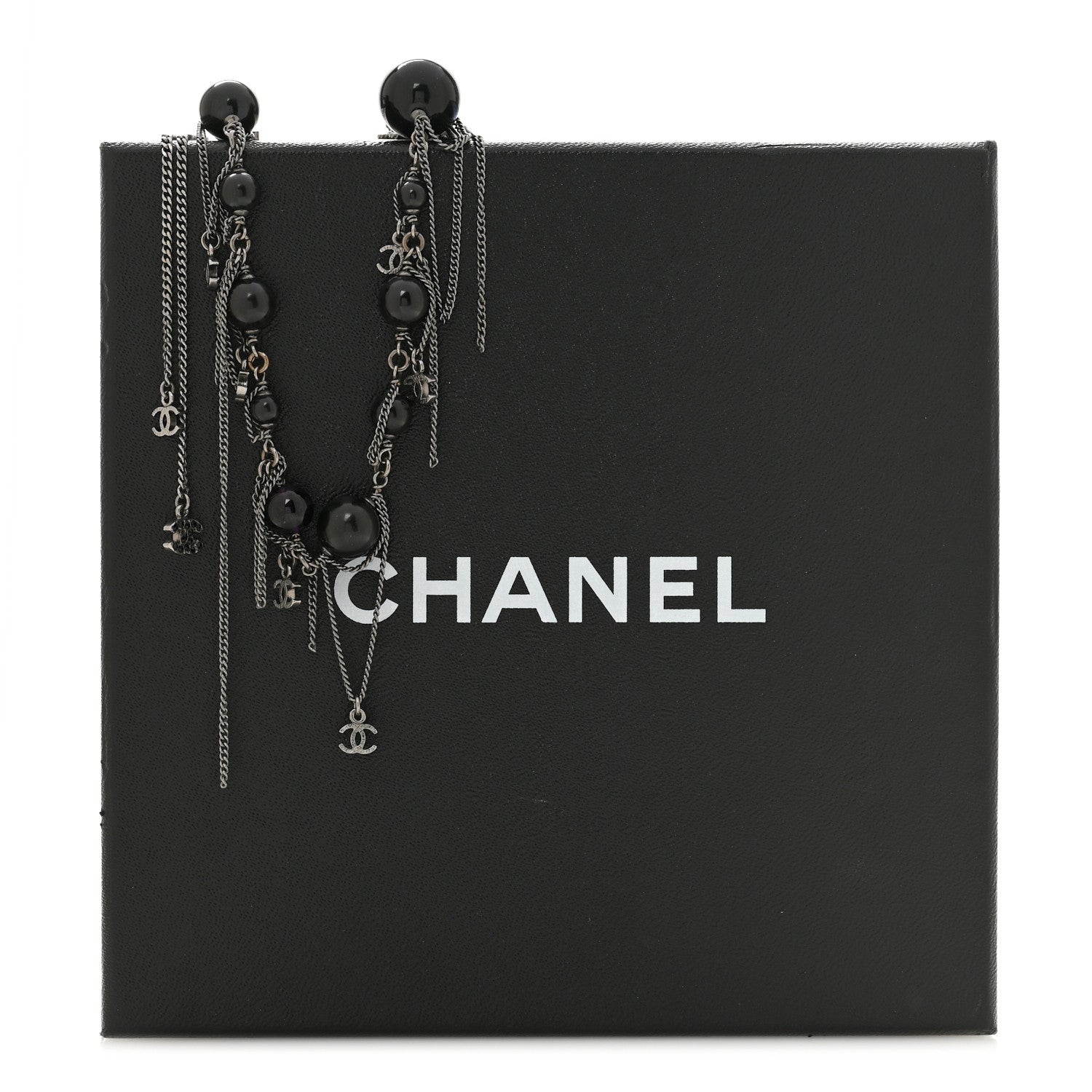 Chanel Ruthenium Pearl Beaded CC Choker Necklace Black 6 of 6