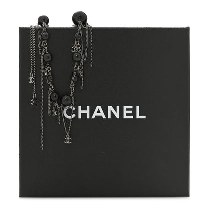 Chanel Ruthenium Pearl Beaded CC Choker Necklace Black 6 of 6