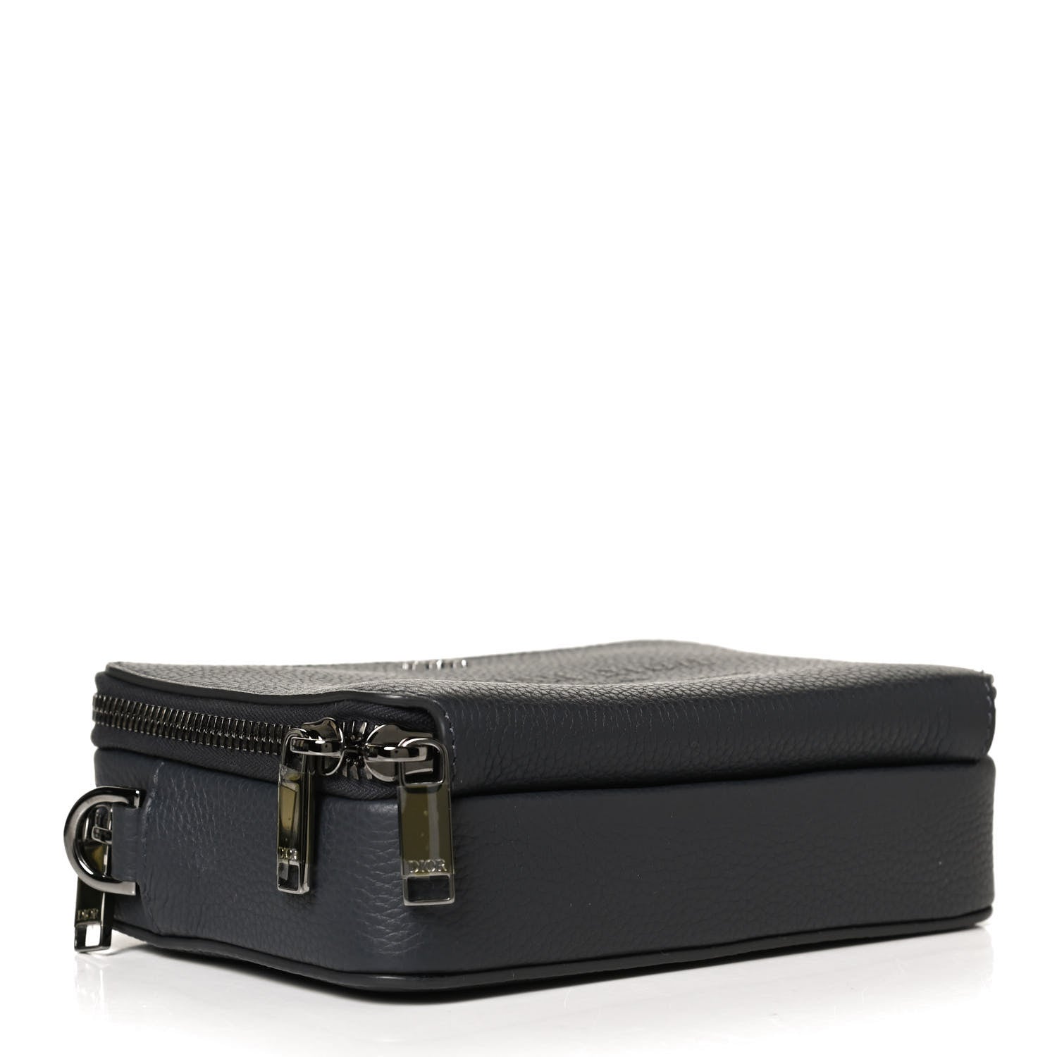 Christian Dior Grained Calfskin Double Zip Crossbody Pouch Black 4 of 9