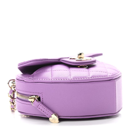 Chanel Lambskin Quilted CC In Love Heart Clutch With Chain Purple 4 of 11