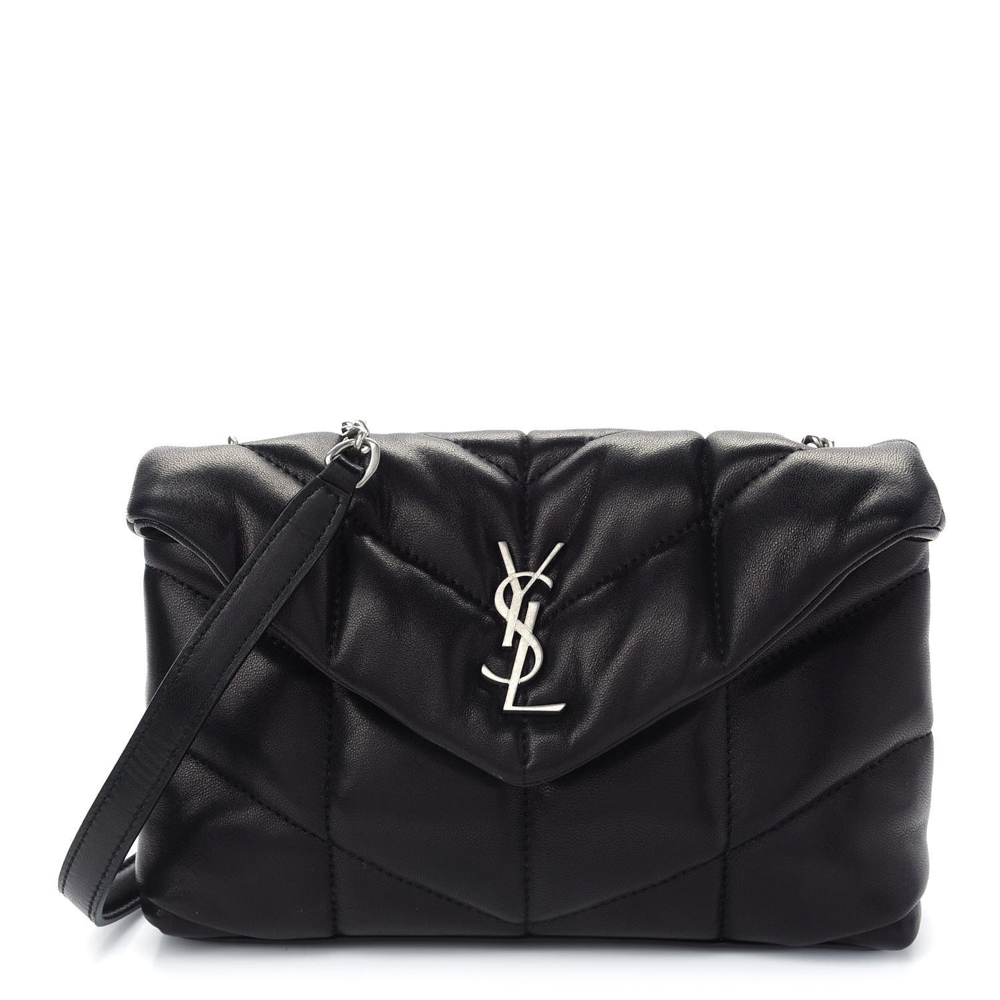 Lambskin Quilted Toy Loulou Puffer Monogram Chain Satchel Black