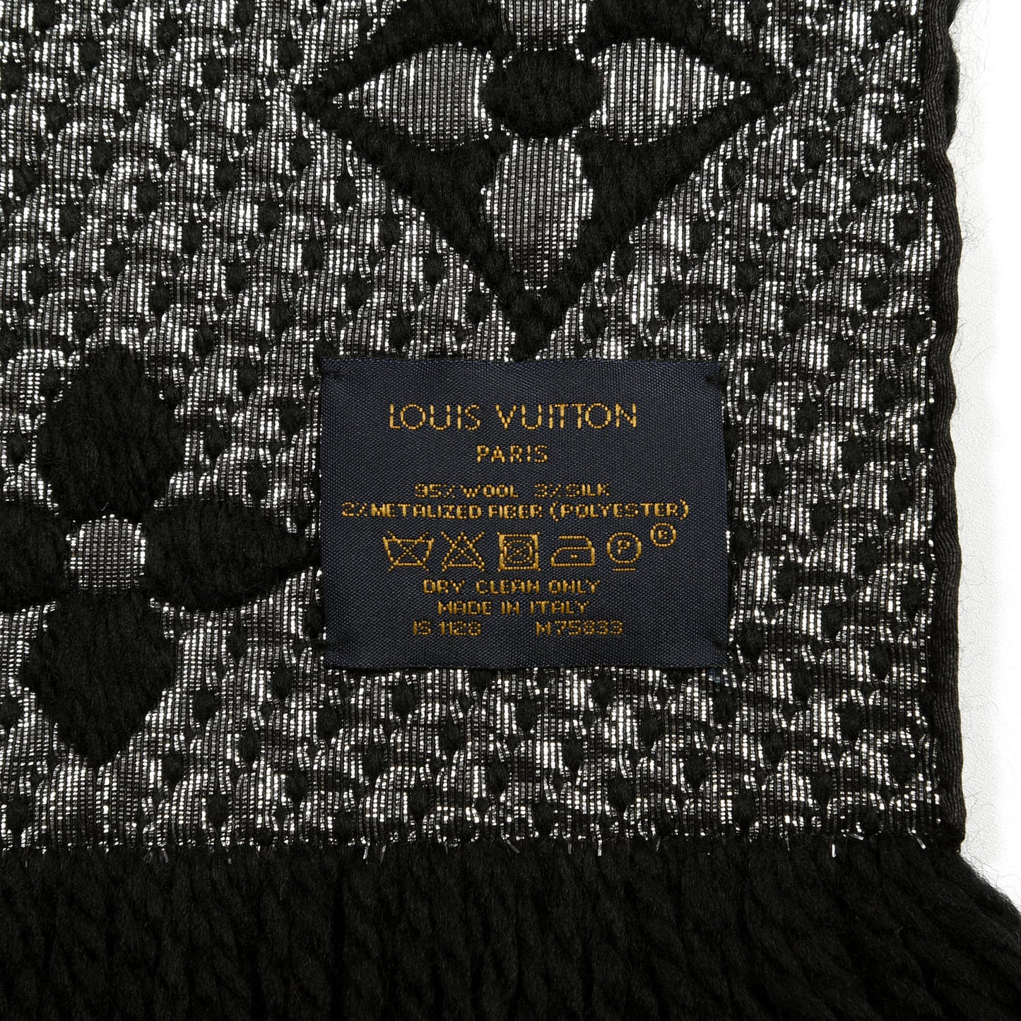 Wool Silk Logomania Shine Scarf Black
